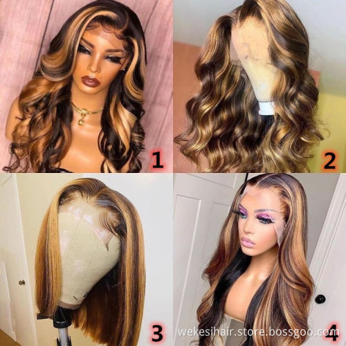 Deep Wave 1B/27 Blonde Ombre Colored 13X4 Lace Front Human Hair Wig 150% With Baby Hair Remy Brazilian Bleached